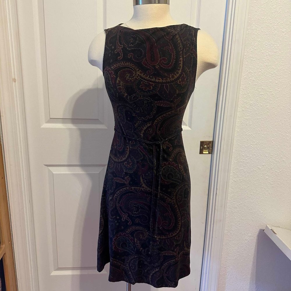 Lauren Ralph Lauren Petite XS Paisley Sleeveless Jersey  Dress